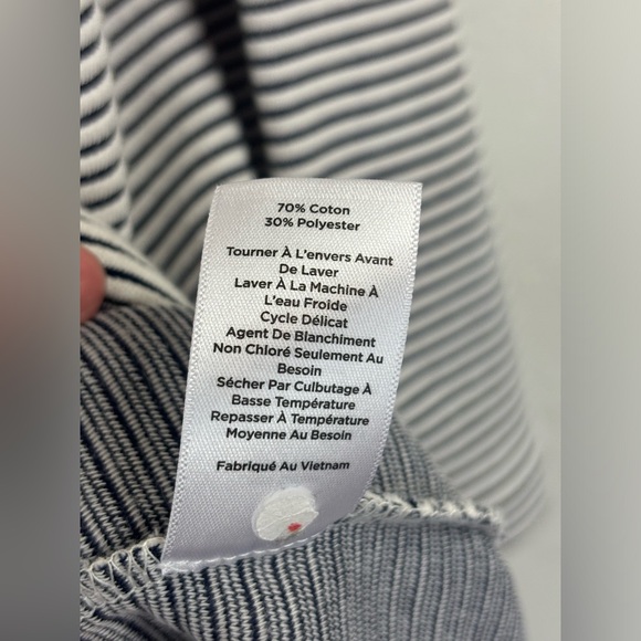 TALBOTS Gold Button Shoulder Pullover 3/4 Sleeve Classic Black White Stripe Prep - Picture 7 of 14